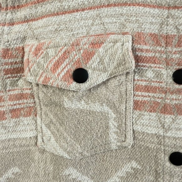 Rock & Roll Denim Beige & Rust Aztec Patterned Shirt Jacket XL - Picture 3 of 12